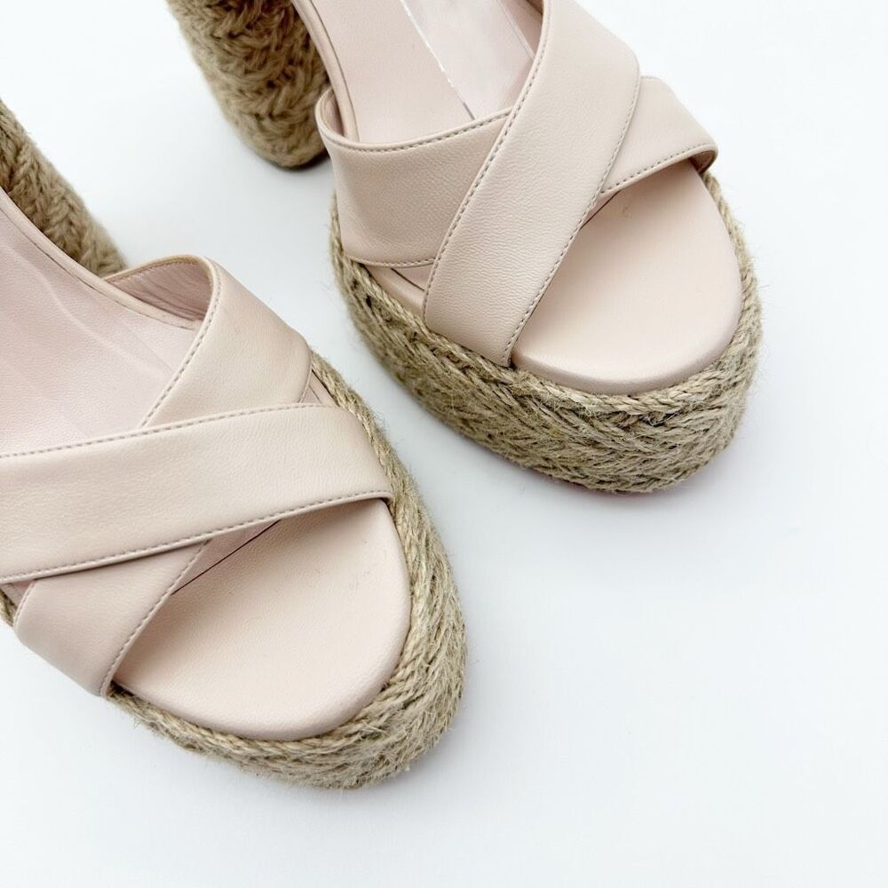 CHRISTIAN LOUBOUTIN Super Mariza Platform Espadrille Block Heels Size 38 Beige - Picture 7 of 15